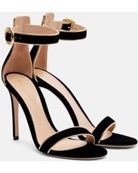 Gianvito Rossi - 105 Leather-Trimmed Velvet Sandals - Lyst