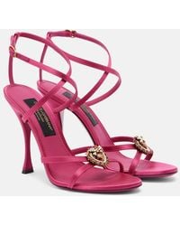 Dolce & Gabbana - Devotion 105 Embellished Satin Sandals - Lyst