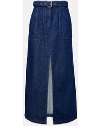 Dries Van Noten - Belted Denim Maxi Skirt - Lyst