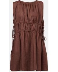 Asceno - Gathered Linen Minidress - Lyst