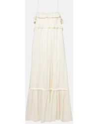 Chloé - Lace-Trimmed Silk Charmeuse Midi Dress - Lyst