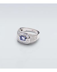 SHAY - 18Kt Ring With Sapphire And Diamonds - Lyst