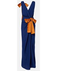 Saint Laurent - Bow-Detail Draped Silk Satin Gown - Lyst