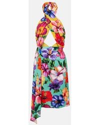 Dolce & Gabbana - Cutout Floral Halterneck Minidress - Lyst