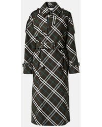 Burberry - "Check" Cotton Blend Long Chaat - Lyst
