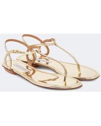 Aquazzura - Almost Bare Metallic Leather Thong Sandals - Lyst