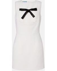 Prada - Bow-Detail Virgin Wool Minidress - Lyst