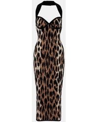 Balmain - Animal-Printed Halterneck Maxi Dress - Lyst