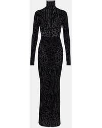 Alex Perry - Sheer Animal-Print Devore Maxi Dress - Lyst