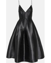 Alex Perry - Pleated Silk Faille Midi Dress - Lyst