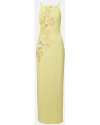 Elie Saab - Embroidered Halterneck Cady Maxi Dress - Lyst
