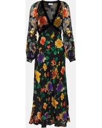 RIXO London - Robe mi-longue Ayla à fleurs - Lyst