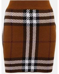 Burberry - Checked Jacquard Wool Miniskirt - Lyst
