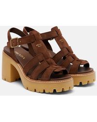 Prada - Suede Platform Sandals - Lyst