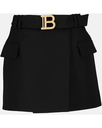 Balmain - Low-rise Wool Miniskirt - Lyst