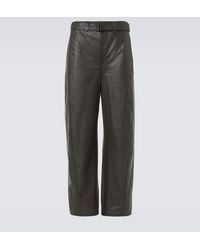 Lemaire - Weite Hose Twisted Belted Aus Leder - Lyst