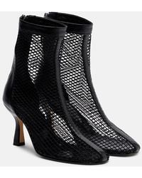 Souliers Martinez - Fira Leather-Trimmed Fishnet Ankle Boots - Lyst