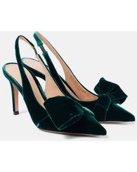 Gianvito Rossi - 85 Bow-Detail Velvet Slingback Pumps - Lyst