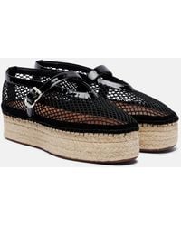 Alaïa - Leather-Trimmed Fishnet Espadrilles - Lyst