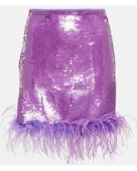 GIUSEPPE DI MORABITO - Feather-Trimmed Sequined Miniskirt - Lyst