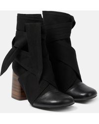 Lemaire - Wrapped 90 Canvas And Leather Ankle Boots - Lyst