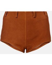 Self-Portrait - High-Rise Suede Shorts - Lyst