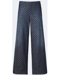 Gucci - Gg Cotton Chambray Jacquard Wide-Leg Pants - Lyst