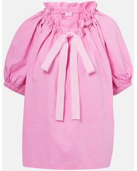 Patou - Bow-Detail Cotton Jersey Top - Lyst