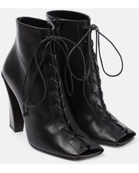 Victoria Beckham - Reese Leather Peep-toe Ankle Boots - Lyst