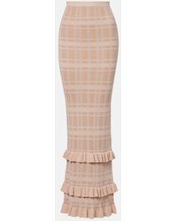 Bananhot - Petra Checked Ribbed-Knit Ruffled Pencil Skirt - Lyst