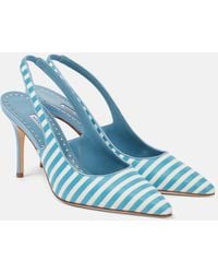 Manolo Blahnik - Allurafia 90 Striped Slingback Pumps - Lyst