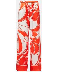 SIR. - Ramona Printed Silk Satin Wide-Leg Pants - Lyst