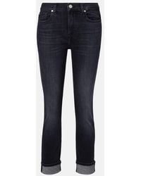 7 For All Mankind - Mid-Rise Cropped Skinny Jeans - Lyst