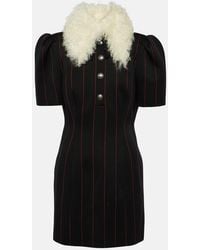 Alessandra Rich - Pinstripe Collared Wool-Blend Minidress - Lyst