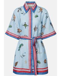 ALÉMAIS - Printed Belted Linen Shirt Dress - Lyst