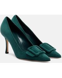 Manolo Blahnik - Maysale 90 Suede Pumps - Lyst