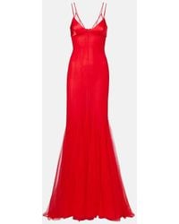David Koma - Robe Longue En Satin Et Tulle - Lyst