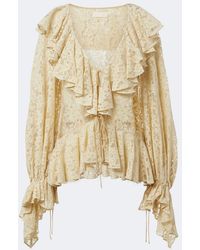De La Vali - Mija Ruffled Lace Blouse - Lyst