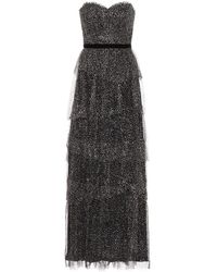 Marchesa notte Vestito In Tulle Glitter - Nero