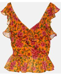 Veronica Beard - Floral Silk Top - Lyst