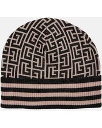 Balmain - Gorro En Mezcla De Lana Con Monograma - Lyst