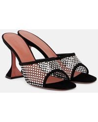 AMINA MUADDI - Lupita 95 Suede-Trimmed Mesh Mules - Lyst