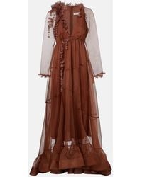 Zimmermann - Como Floral-Applique Silk Maxi Dress - Lyst