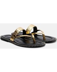 Dries Van Noten - Croc-Effect Leather Thong Sandals - Lyst