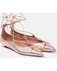 Aquazzura - Gabi Leather Ballet Flats - Lyst