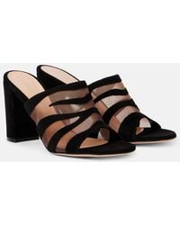 Gianvito Rossi - Suede And Mesh Mules - Lyst
