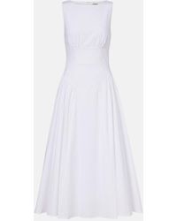 STAUD - Gwen Cotton Poplin Midi Dress - Lyst