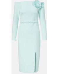 Safiyaa - Jay Floral-Applique Crepe Midi Dress - Lyst