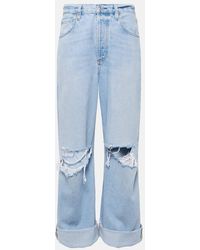 Citizens of Humanity - Distressed Mid-Rise Wide-Leg Jeans Ayla - Lyst