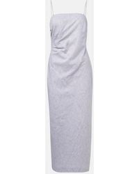 Vince - Cotton And Linen Midi Dress - Lyst